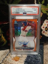 2023 Bowman Chrome Prospects Auto Justin Crawford 1st Orange Rookie Rc /25 PSA 9