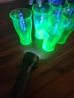 5 Vintage Green Depression Glass Uranium Glows Tumblers