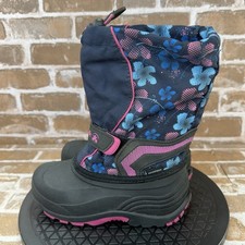 Kamik Rocket Waterpooof Winter Snow Boots Blue Pink Floral Girls Toddler Size 13