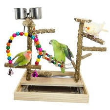 Bird Playground Natural Wood Parrot Perch Stand Bird Play Gym Colorful Style 2