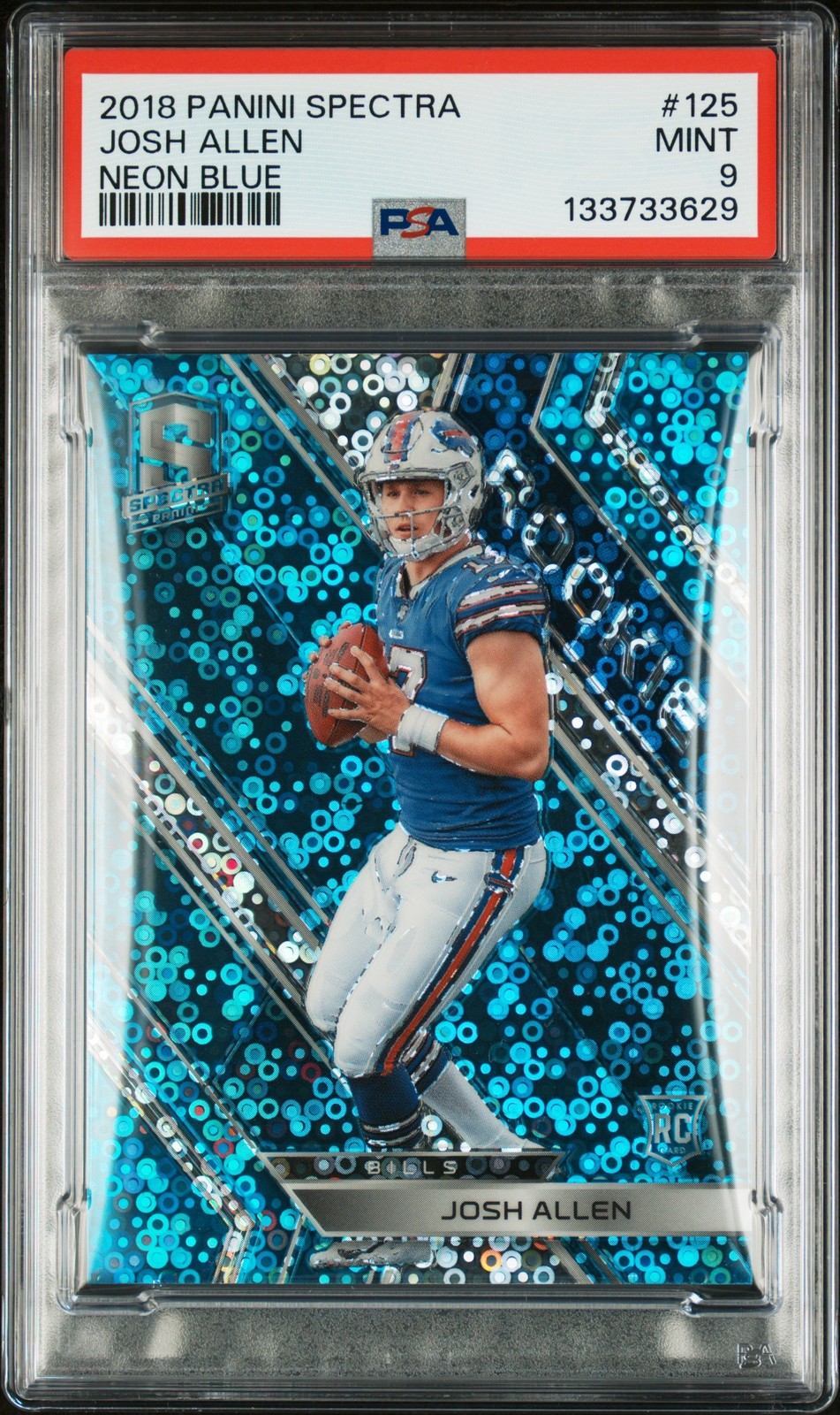2018 PANINI SPECTRA NEON BLUE #125 JOSH ALLEN ROOKIE RC 31/75 PSA 9