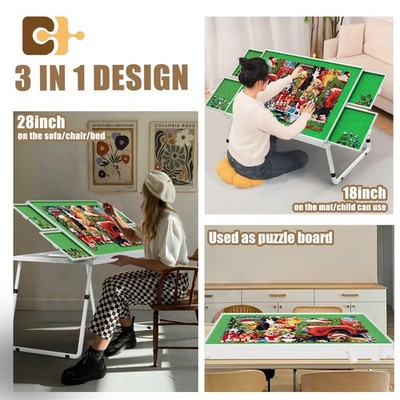 Jigsaw Puzzle Table Adjustable Height-18,28inch,2 in 1 Design