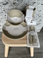 NWT Mushie Dinnerware Set of Plates Bowls Utensils Cups Made in Denmark