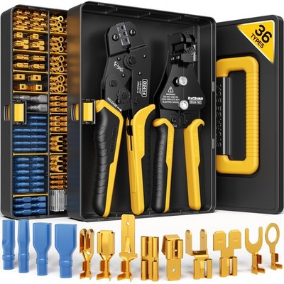 DxCRIMP Crimping Tool Kit, 36-Type Open Spade & Quick-Disconnect Connector Set (
