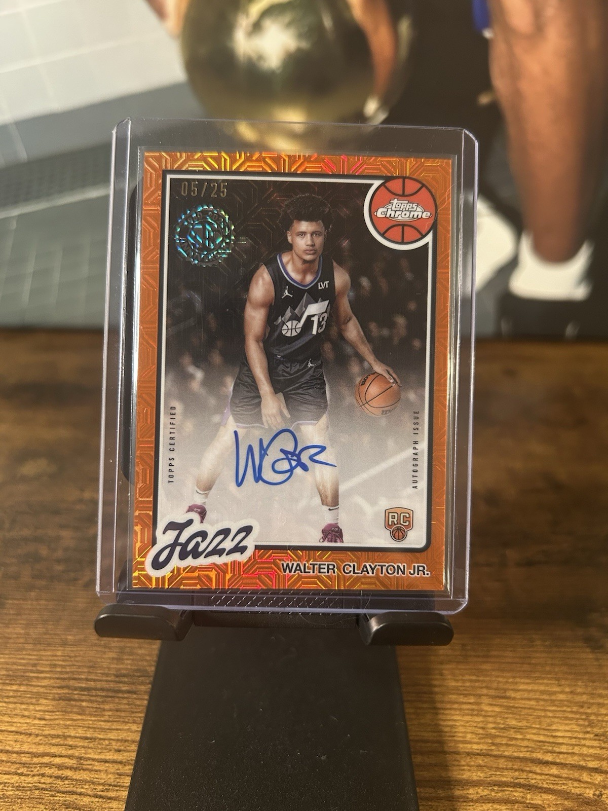 2025 Topps Chrome 45th Anniversary Walter Clayton Jr Orange Mojo Auto RC 5/25