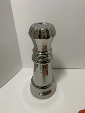 Chess Piece Ceramic Décor Shiny Silver Chrome Toned 10” Tall 3.5” Diameter