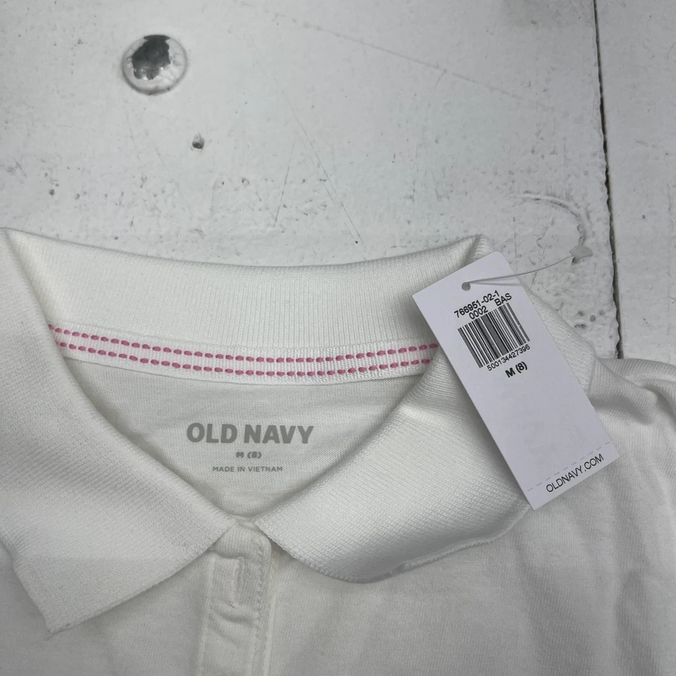 Old Navy Shirt Girls Medium 8 White Long Sleeve Polo Lot 2 Uniform Peter Pan - Image 2 of 4