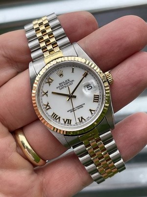 Rolex Datejust 36mm 16233 Box and Papers White Roman Numeral Dial
