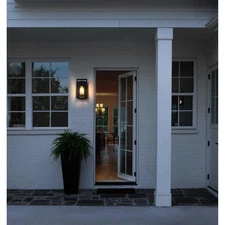 Outdoor Wall Sconce Light Fixture Clear Glass Exterior Porch Walkway Lamp 12"