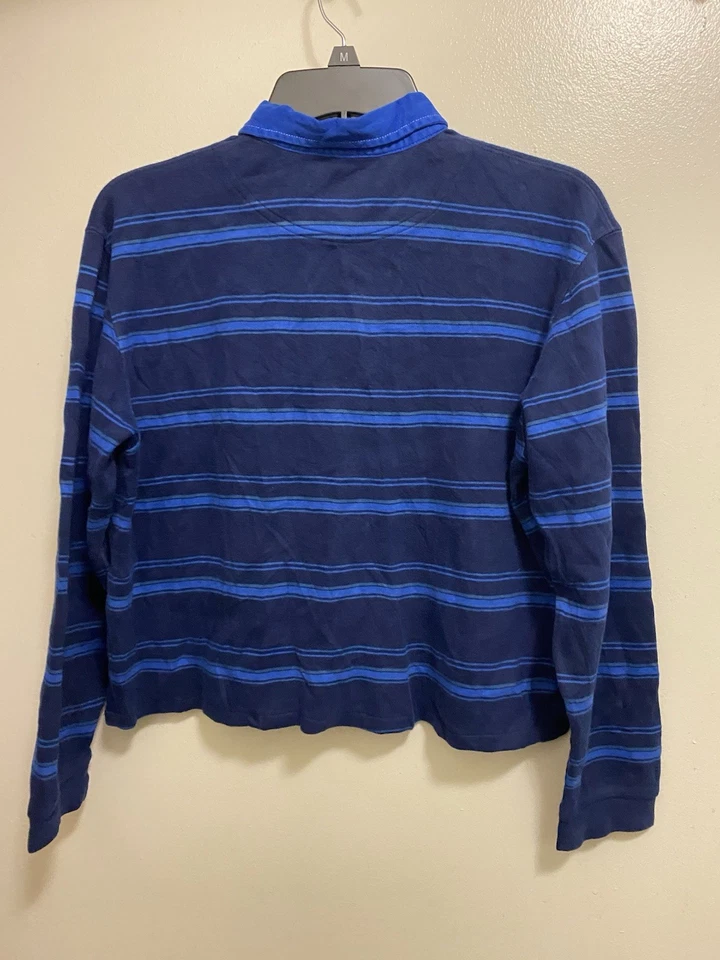 Рубашка Talbots детская толстая хлопковая с длинным рукавом укороченная с длинным рукавом 16 синих полосок - Изображение 3 из 4