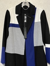 Chicos Black Label Color Block Jacket - NWT Size 1 M Blk/Off White/Royal