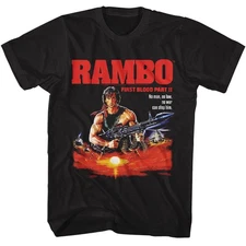 Rambo - No Man No Law - American Classics - Solid Black Adult Short Sleeve T-Shi