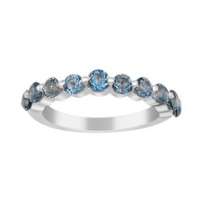 1.35ctw Round London Blue Topaz 925 Sterling Silver Half Eternity Ring Sz.7