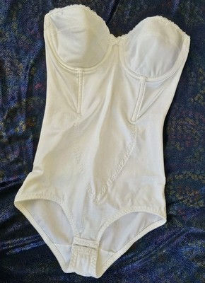 Vintage Shape-Mate White Strapless Corset Bustier Bra One-piece Backless  36B S