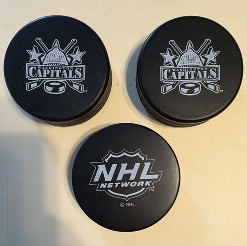 Washington Capitals NHL Official Size Ice Hockey Pucks 3-Pack Black/Silver