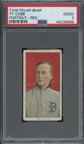 T206 Polar Bear Ty Cobb PSA 2 Red Portrait
