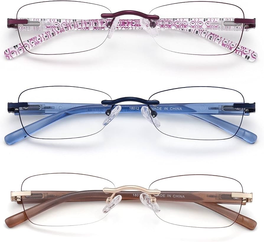 3 Pack Rimless Reading Glasses for Women Blue Light Blocking Readers 2.75 Streng