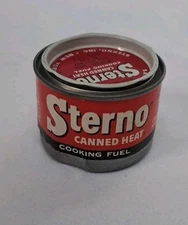 Vtg 50s 60s MCM Sterno Canned Heat Cooking Fuel EMPTY tin USA history