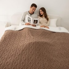 Electric Blanket Queen Size 84"X90" Brown - Soft Thick Warm Sherpa Heated Bla...