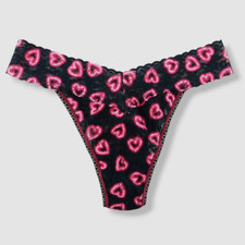26 Hanky Panky Women Black Heart Print Low Rise Thong Panty Size OS 2-12