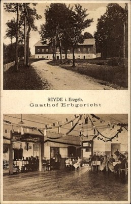 Ak Seyde Hermsdorf im Erzgebirge, Gasthof Erbgericht, Bes. Rob. May - 10130389