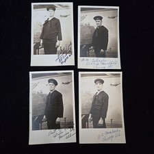 Lot 4 US Navy Sailor Uniform Soldier posing on fake deck B W RPPC Vintage Signed