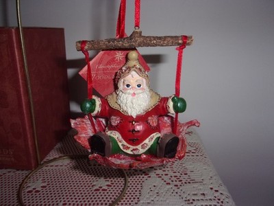 Christopher Radko resin Woodland Winds Santa Holiday Swing