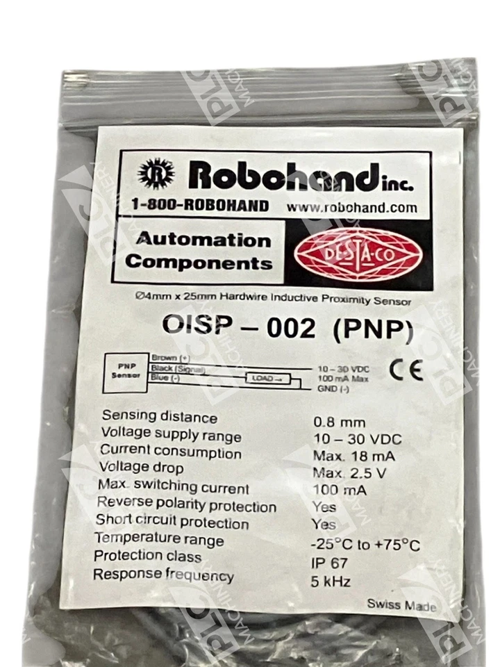 Robohand Destaco 4mmx25mm Hardwire Inductive Proximity Sensor PNP OISP-002 - Image 2 of 2