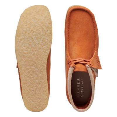 NEW 2023 MEN Clarks Wallabee Dark Tan Orange Suede limited edition