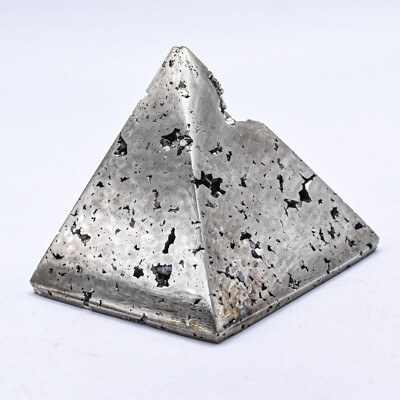 58mm Pyrite Geode Carved into Pyramid Natural Sparkling Druzy Mineral Stone Peru