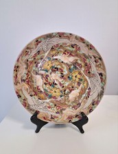 ANTIQUE!??CHINESE 19th C. KANGXI STYLE HAND PAINTED ENAMEL CRANE PORCELAIN PLATE