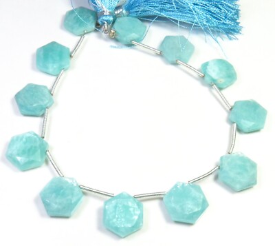 Natural Blue Amazonite Beads 8Inch 12mm Faceted Hexagon Gemstone Beads LC-1046