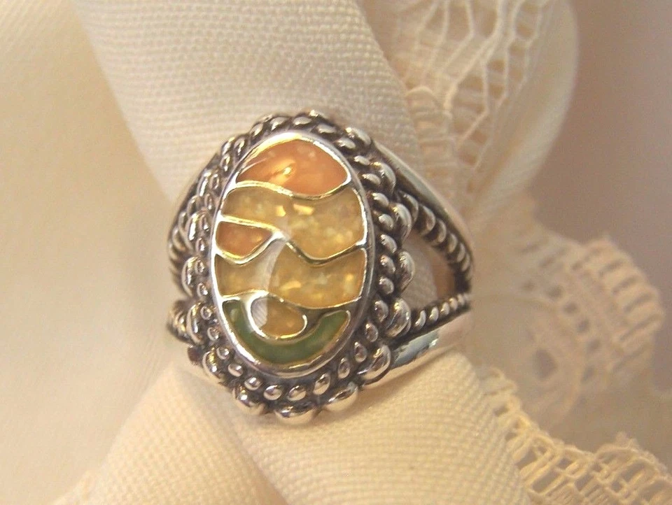 Carolyn Pollack Amarillo y Verde Plata de Ley 925 Talla 6 ¡Precioso Anillo!  Foto 3 de 4
