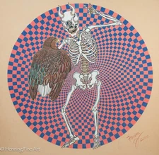 Exceptional Vintage Drawing of Cyclops Skeleton Eagle - Heavy Metal Signed, FINE