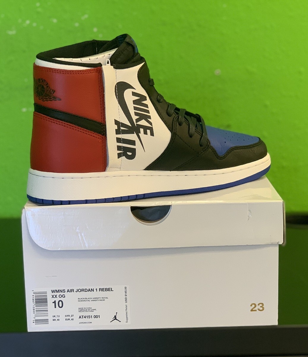 NIKE AIR JORDAN 1 REBEL XX OG TOP 3 WOMENS 10 RED BLACK AT4151 001