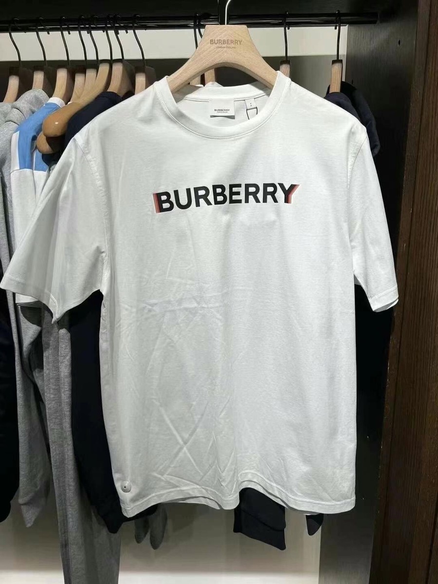 Burberry women white Print Stretch Cotton Oversized T-shirt Size S 