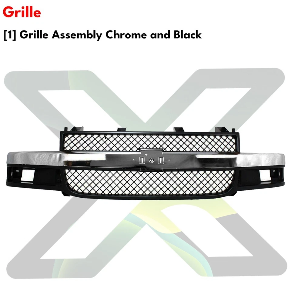 Front Bumper & Grille Chrome Kit For 2003-2023 Chevy Express 1500 2500 3500 4500 Foto 3 de 4