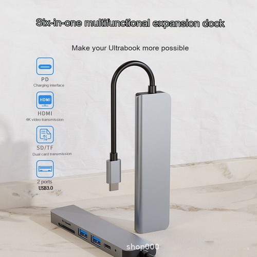 Type C to HDMI 6 in 1 Multiport Adapter USB 3.0 for Huawei MacBook/Pro/Air/iMac - Picture 2 of 10