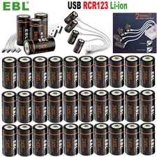 EBL 16340 CR123A USB Rechargeable Li-ion Battery 3.0V For Arlo Camera Lot