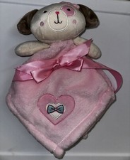 Baby Gear Plush Lovey Puppy Dog Pink Security Blanket Heart Bows