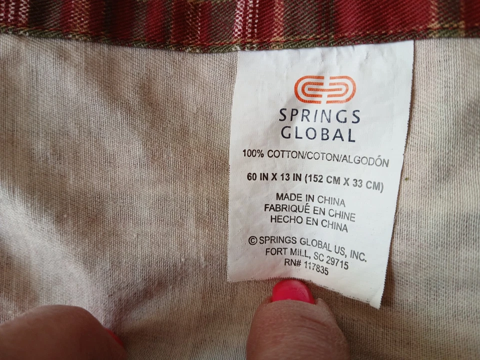 Muelles - Cuadros rojos - Cortinas y cenefas con lengüeta 100 % algodón - ¡Realmente bonitas! Foto 2 de 4