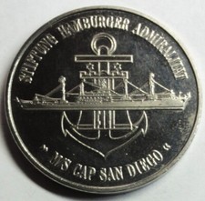 Medaille Hamburg 1984 Stiftung Admiralit&auml;t - MS CAP SAN DIEGO st/unc +M&uuml;nztasche