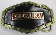 Vintage Motorcycle Belt Buckle 1976 Suzuki logo no. 623 chain border biker