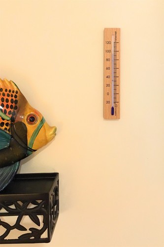 Termometro analogico da parete Fahrenheit legno di faggio finitura naturale altezza 6 pollici - Foto 5 di 5