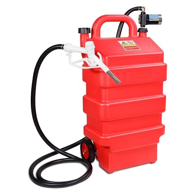 16 Gallon 60L Portable Fuel Caddy Tank with 12V DC Electric Transfer Pump