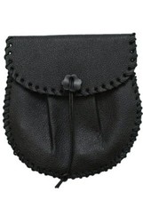 NEU WAHL SCHOTTISCHES LEDER KILT SPORRAN SCHWARZ JAKOBIT ECKSTICH MIT GÜRTEL