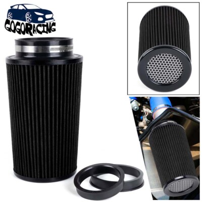 3'' 3.5'' 4'' High Flow Cold Air Intake Filter Inlet 3 Sizes in 1 Black 10.5'' Tall 