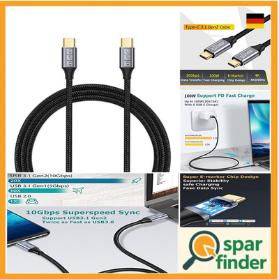 USB-C zu USB-C 3.1 Gen2 | 10Gbps Daten | Thunderbolt 3 kompatibel