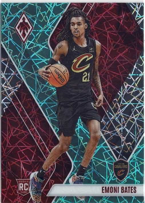 2023-24 Panini Phoenix Emoni Bates Cavaliers Teal Velocity Lazer Prizm No 287 RC
