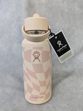Hydro Flask Wide Flex Straw Cap (Checkered Ecru) 32 oz Bottle New With Flaws